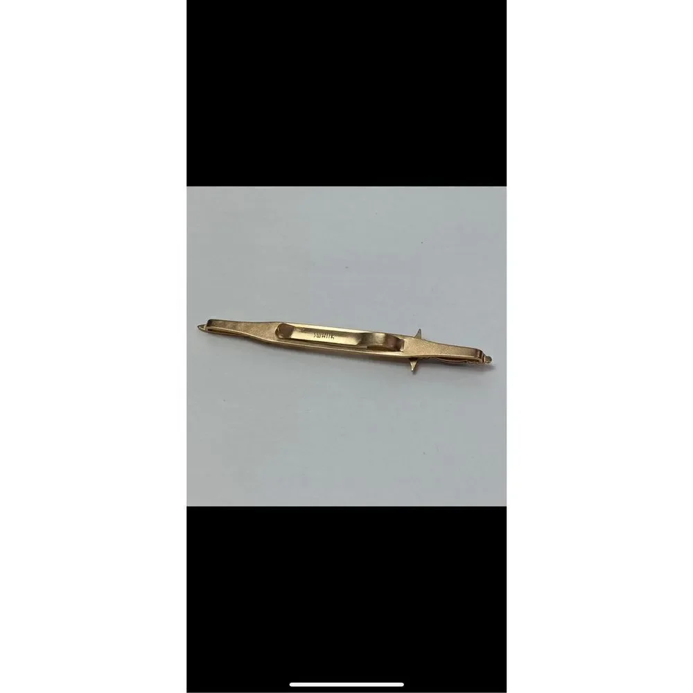 RARE vintage SWORD tie clip / bar RUBY handle hidden clasp